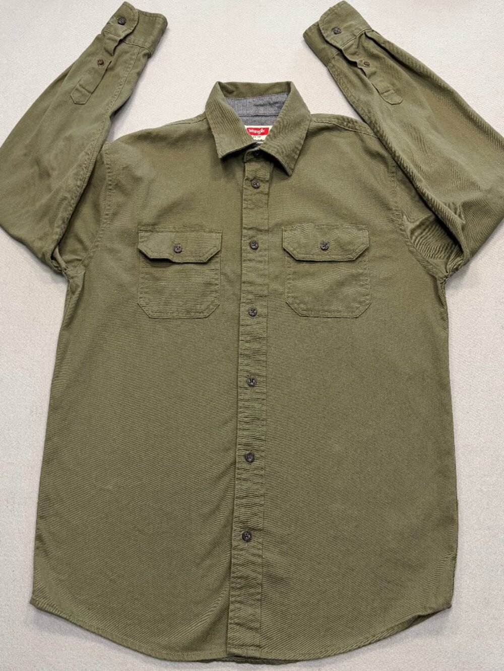 Wrangler Flex for Comfort Olive Green Work Shirt Men's S